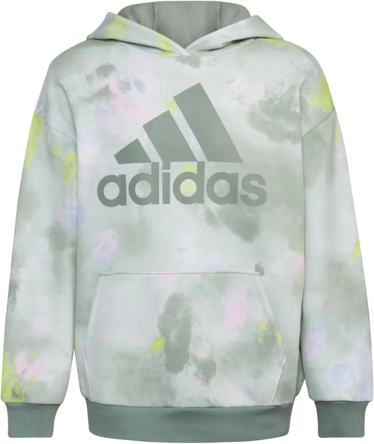 adidas Girls' Gradient Fleece Pullover Hoodie, Silver Green, Small