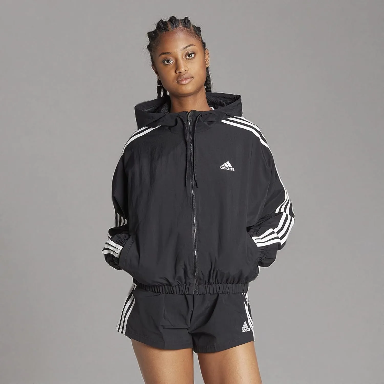 adidas Women's Standard Essentials 3-Stripes Woven Windbreaker