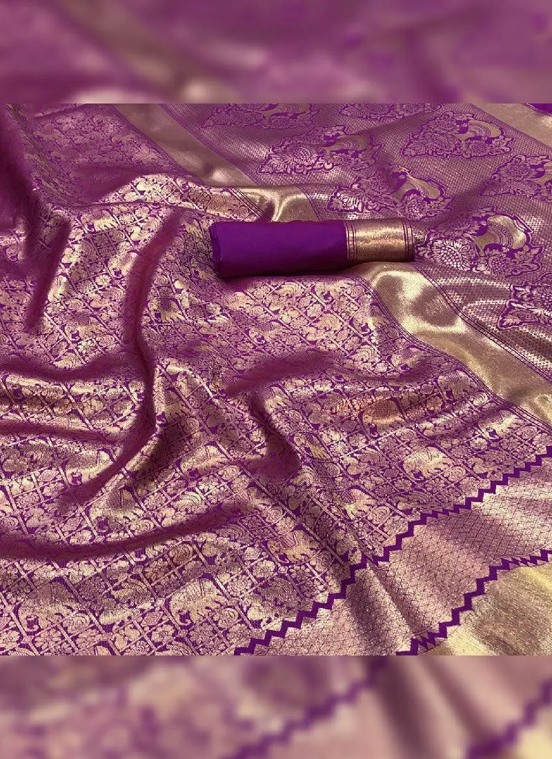 Adorable Magenta Pink Color Silk Base Saree