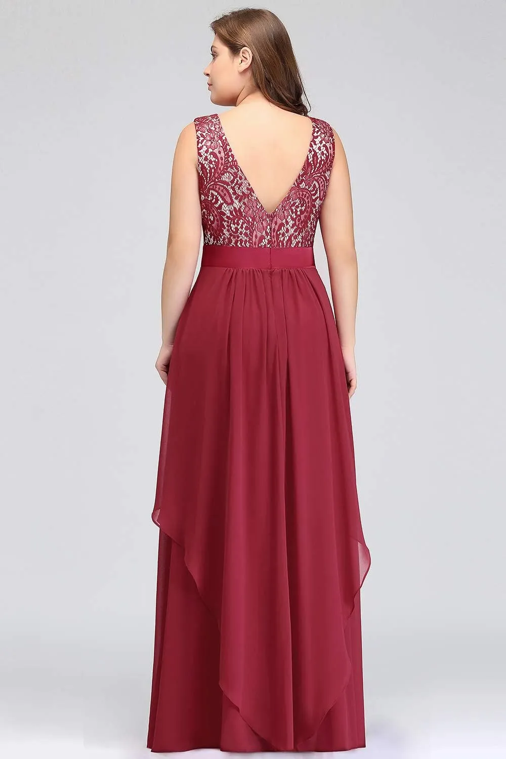 BABYONLINE D.R.E.S.S. Womens Sleeveless Evening Party Cocktail Formal Long Dress Lace Chiffon Tiered Formal Evening Gowns