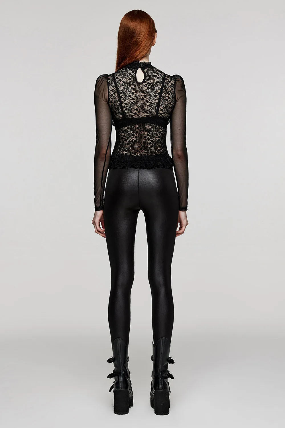 Black Prayer Sheer Lace Top