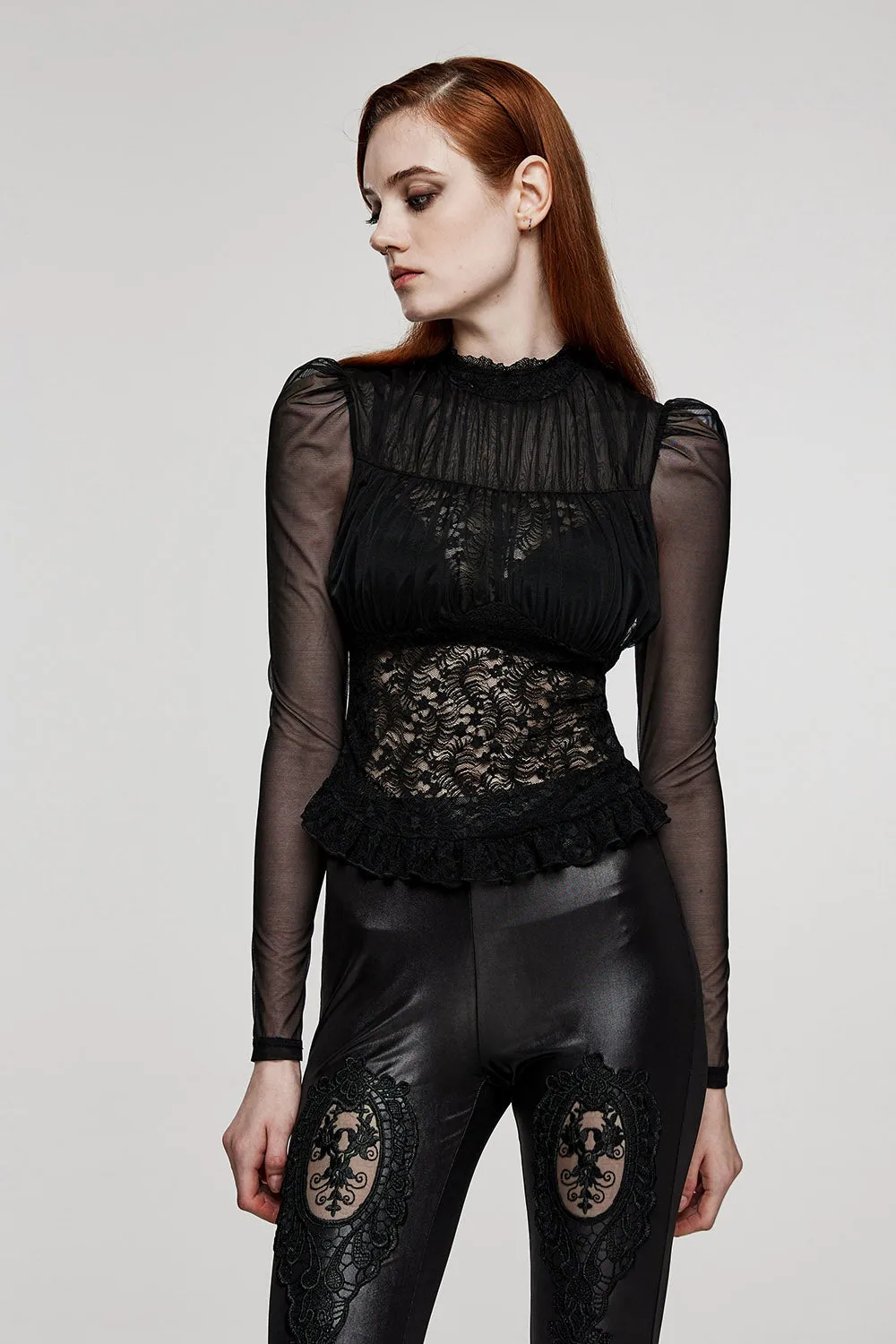 Black Prayer Sheer Lace Top