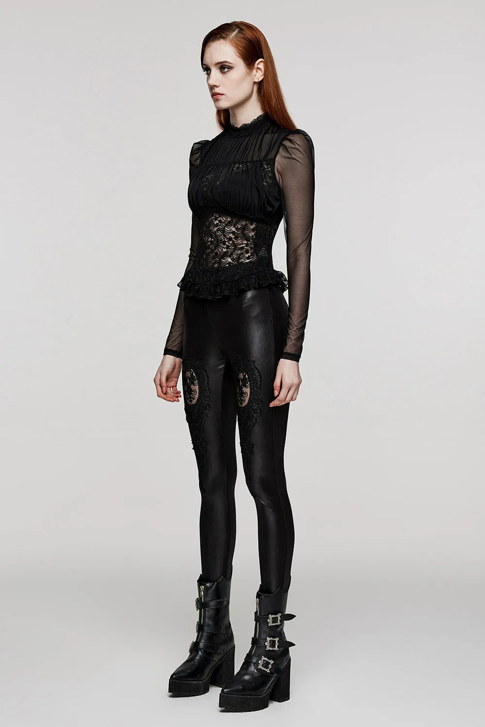 Black Prayer Sheer Lace Top
