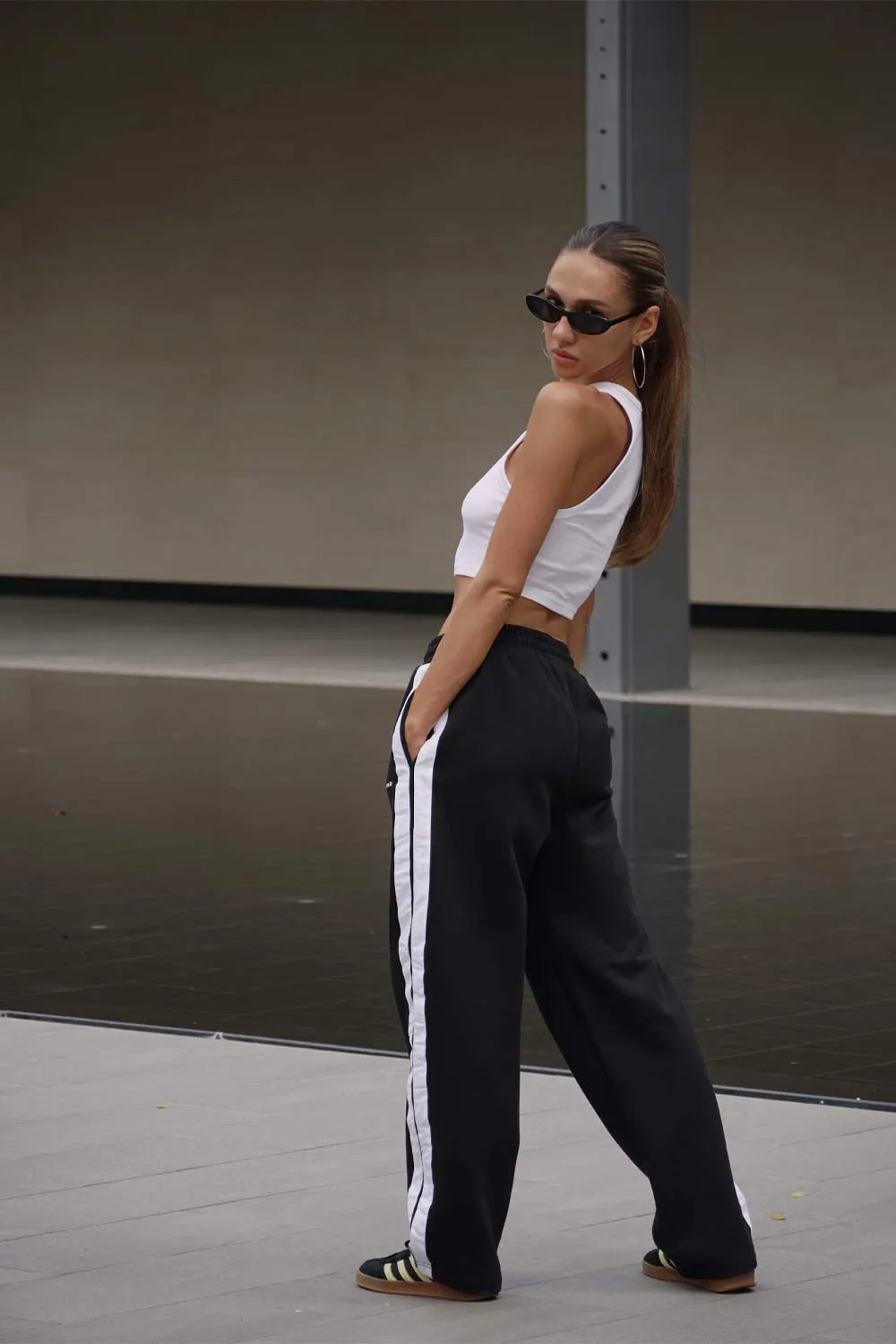 Black Sporty Straight Fit Pants