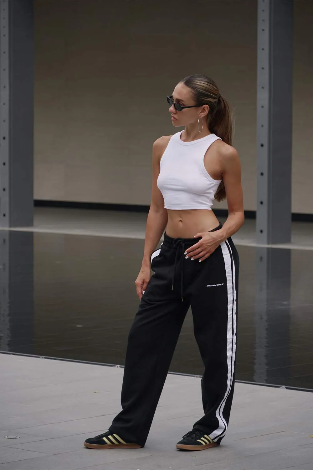 Black Sporty Straight Fit Pants