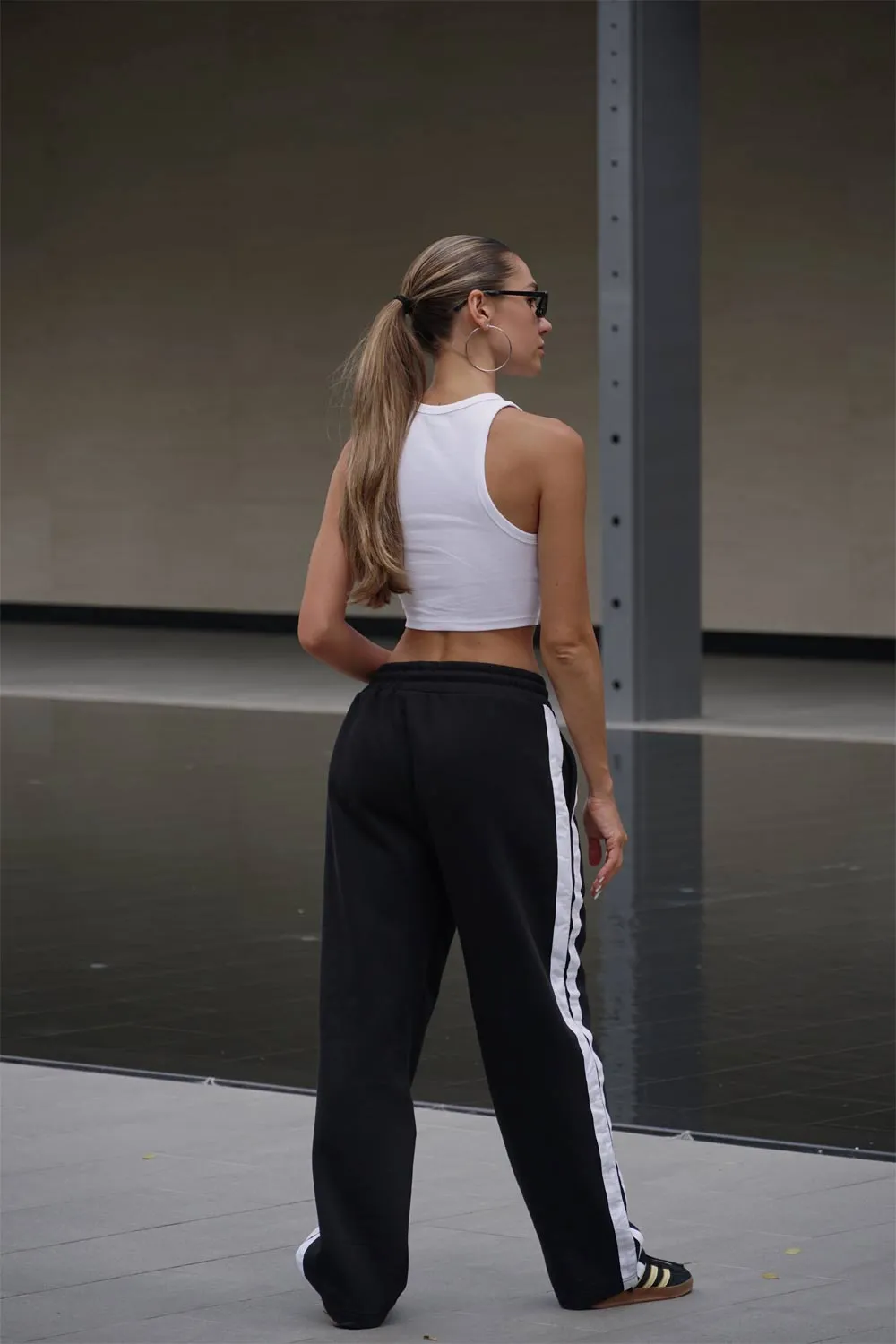Black Sporty Straight Fit Pants