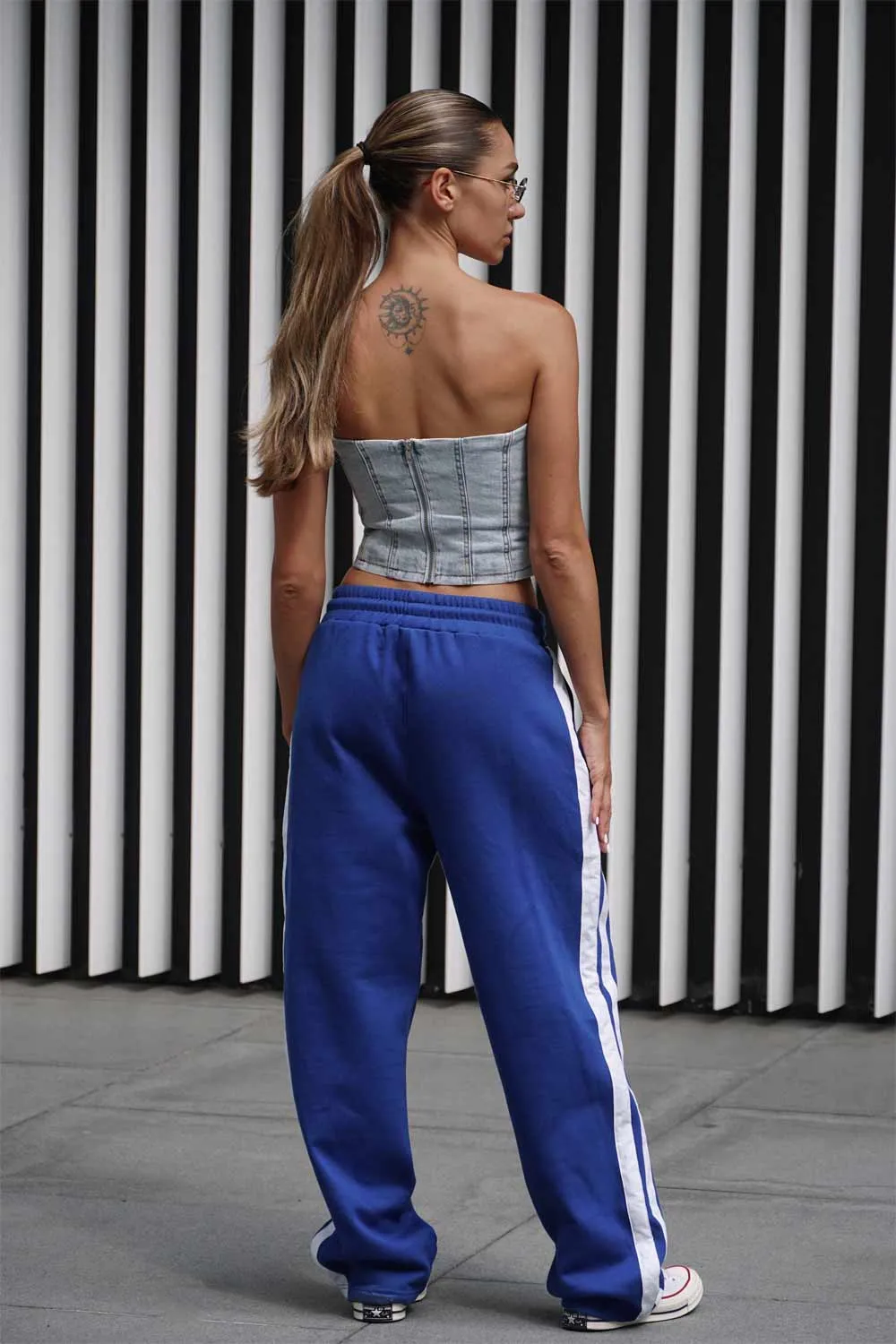 Blue Sporty Straight Fit Pants