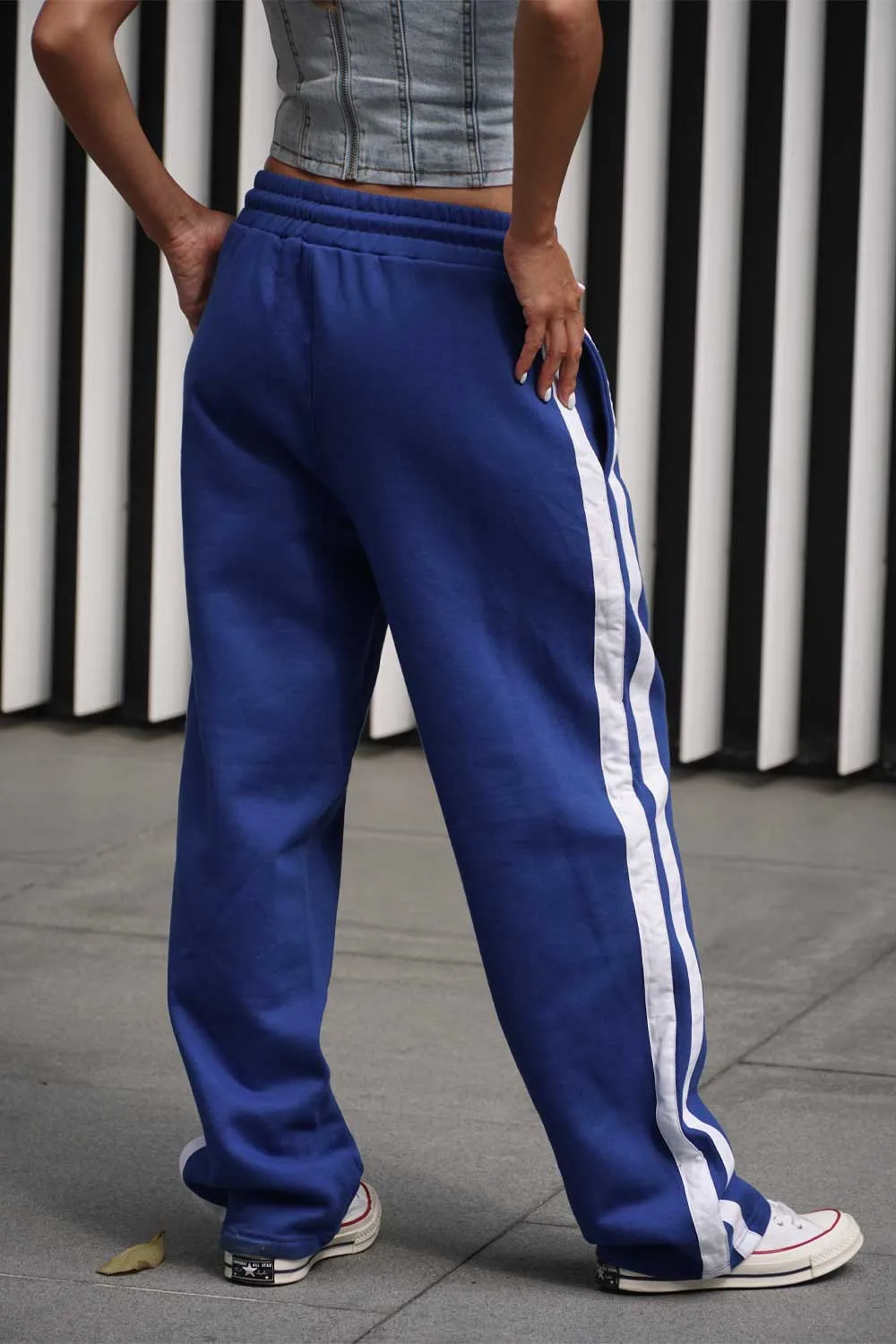 Blue Sporty Straight Fit Pants