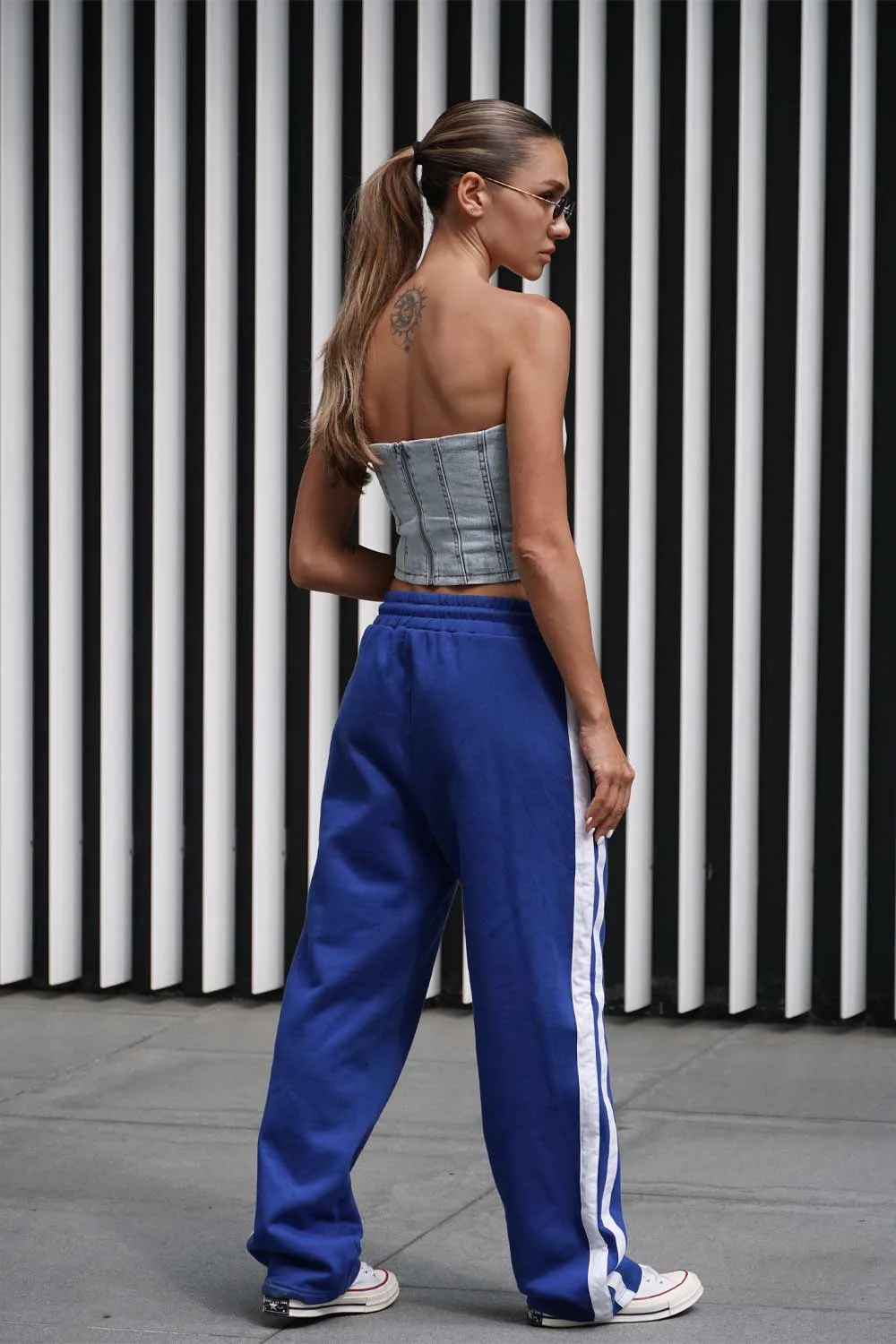Blue Sporty Straight Fit Pants