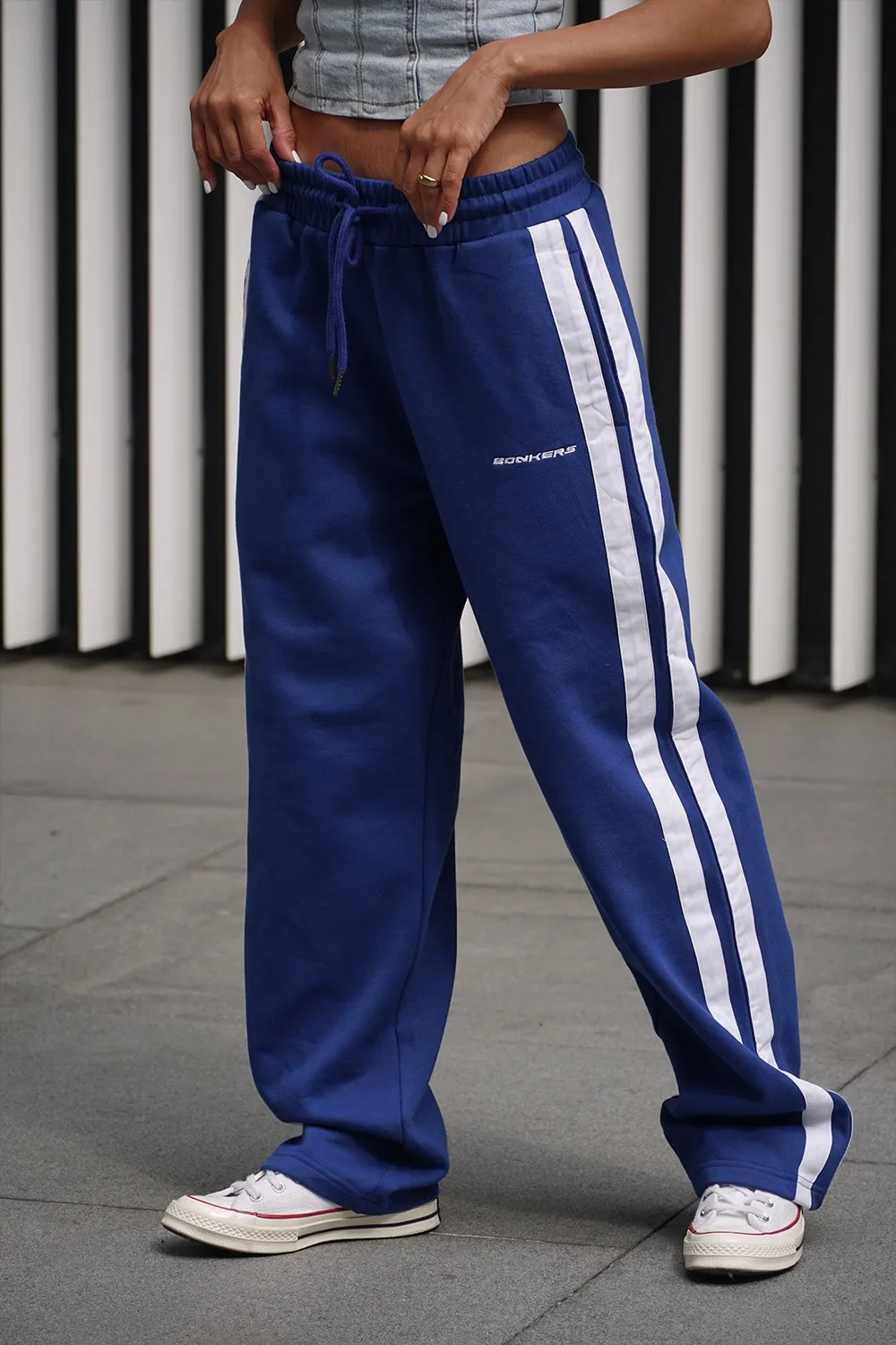 Blue Sporty Straight Fit Pants