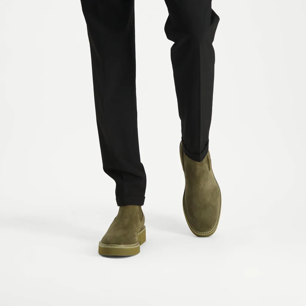 Sure! Here’s a more optimized and descriptive title for the product:

Brantley Mens Chelsea Boots in Olive Suede - Stylish and Comfortable Slip-On Footwear