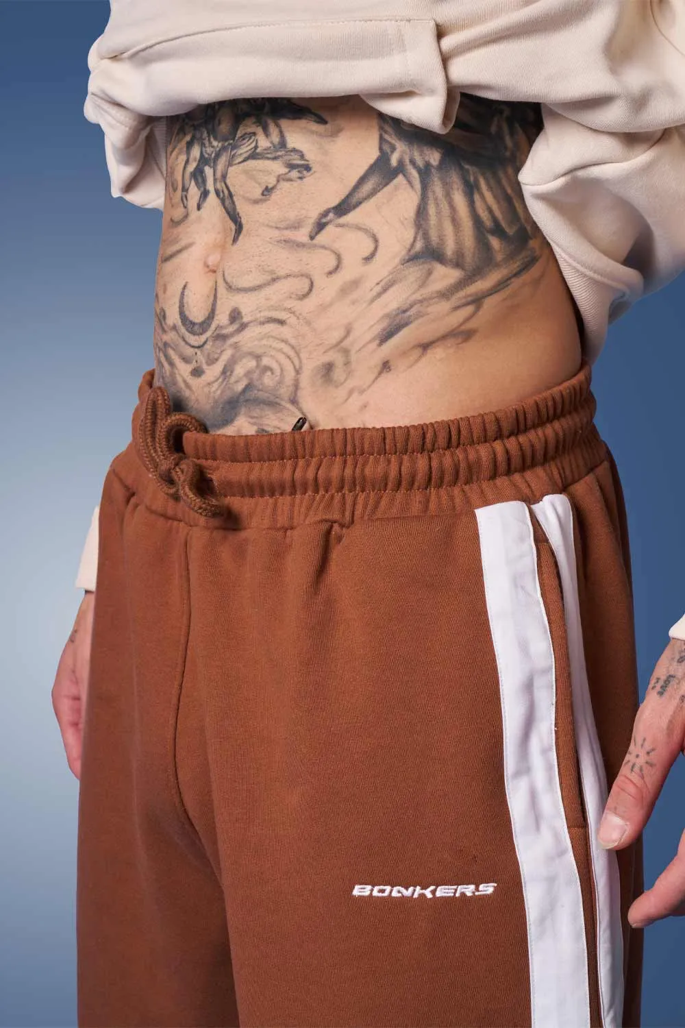 Brown Sporty Straight-Fit Athletic Pants