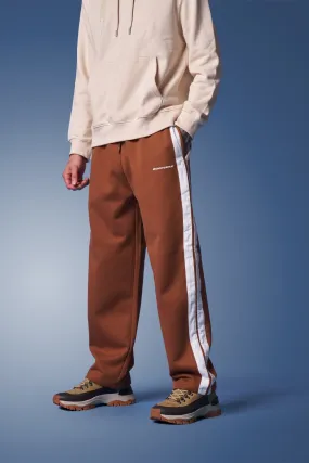 Brown Sporty Straight-Fit Athletic Pants