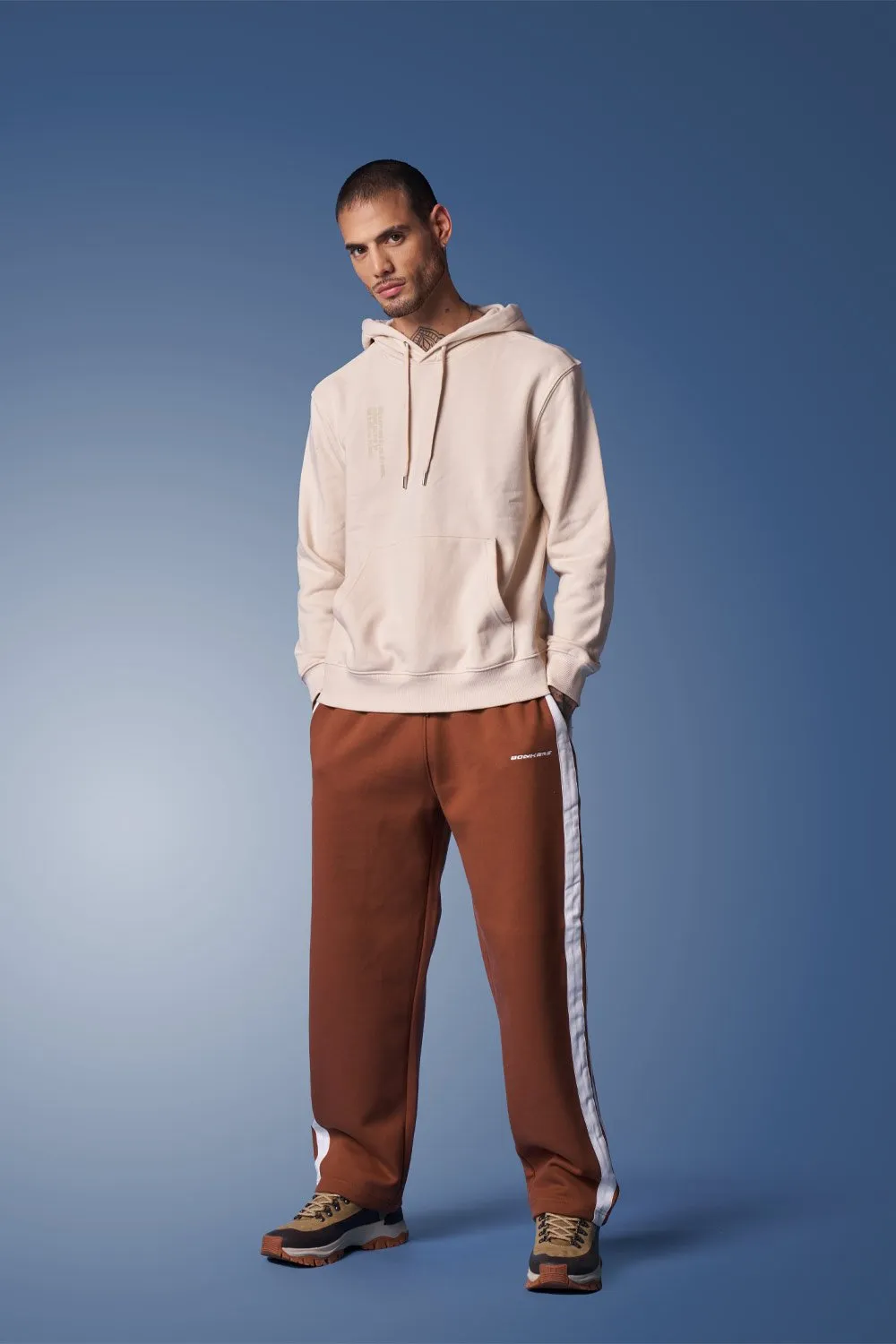 Brown Sporty Straight-Fit Athletic Pants
