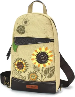 CHALA Canvas Sling Bag Women RFID Protected Canvas Crossbody Backpack with Adjustable Strap