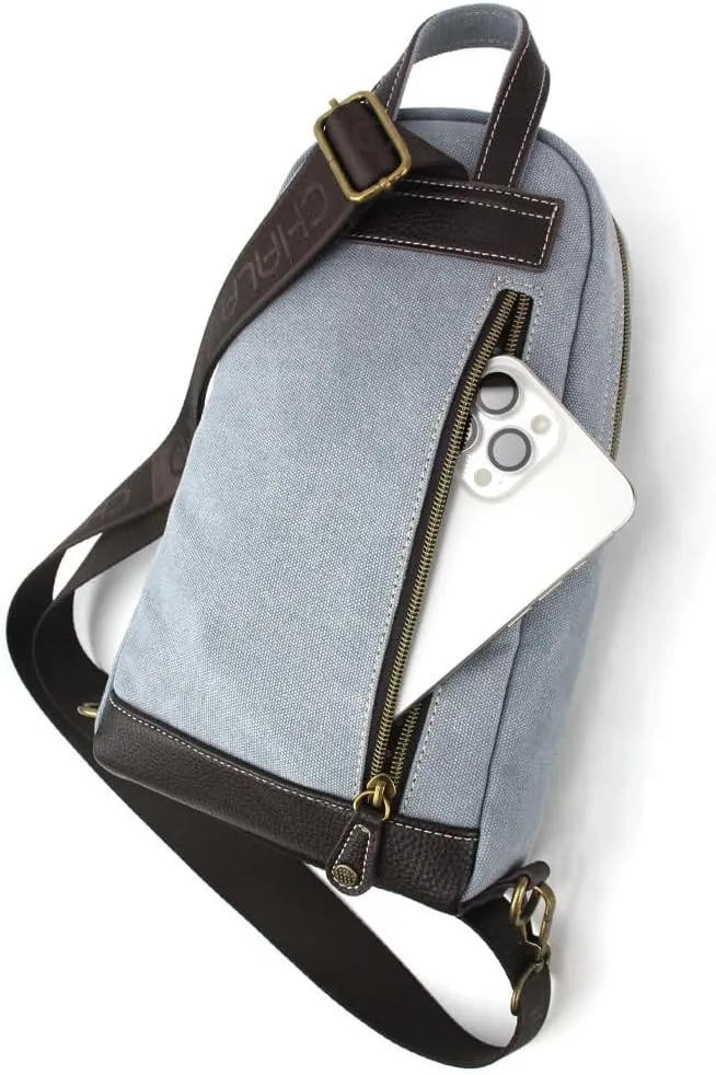 CHALA Canvas Sling Bag Women RFID Protected Canvas Crossbody Backpack with Adjustable Strap
