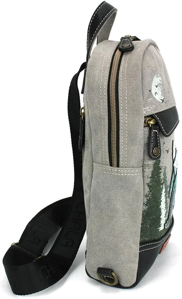 CHALA Canvas Sling Bag Women RFID Protected Canvas Crossbody Backpack with Adjustable Strap