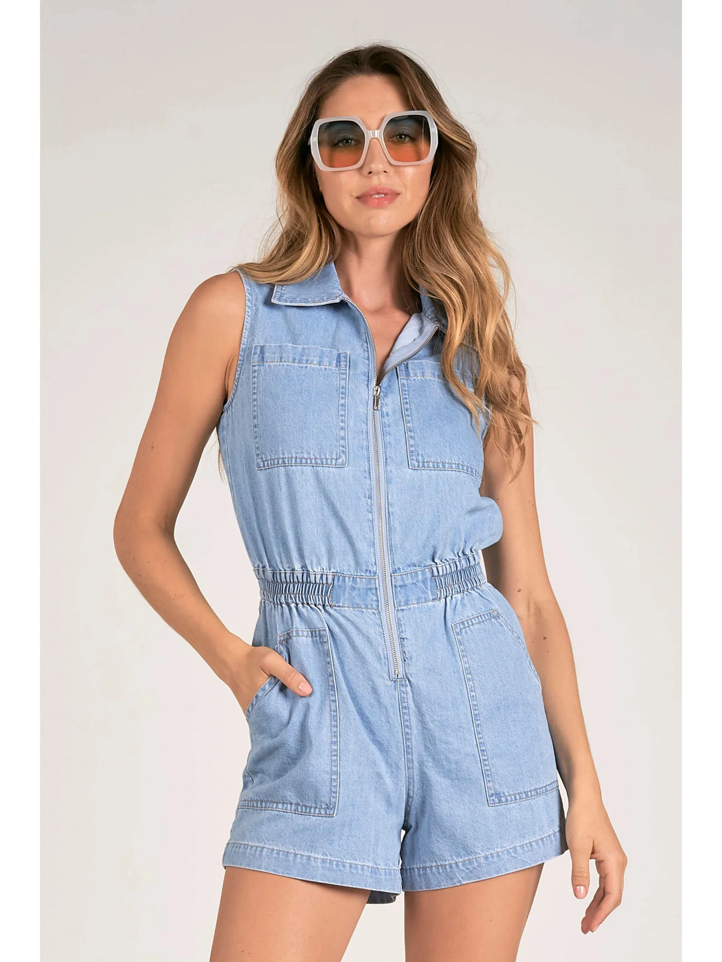 Chic Denim Sleeveless Romper for Effortless Summer Style