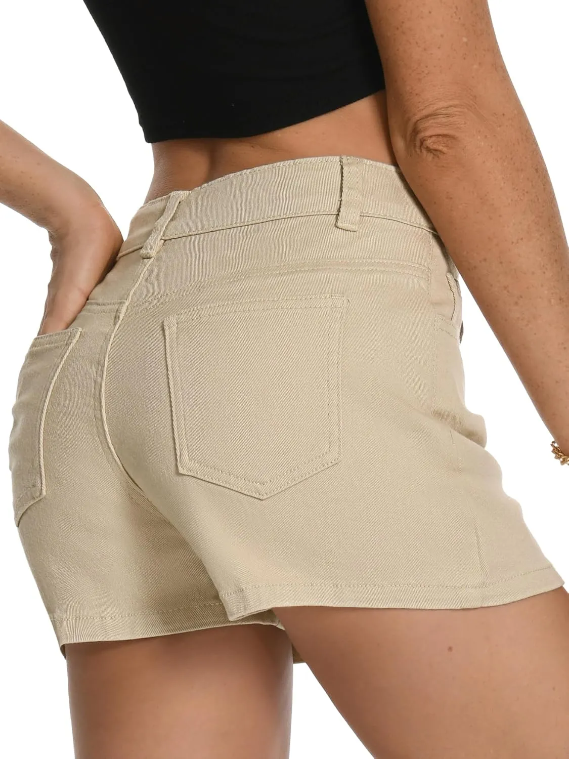 ELLEVEN High Stretchy Mini Skort Skirt for Women,Low Waist Denim Skort Shorts with Pockets