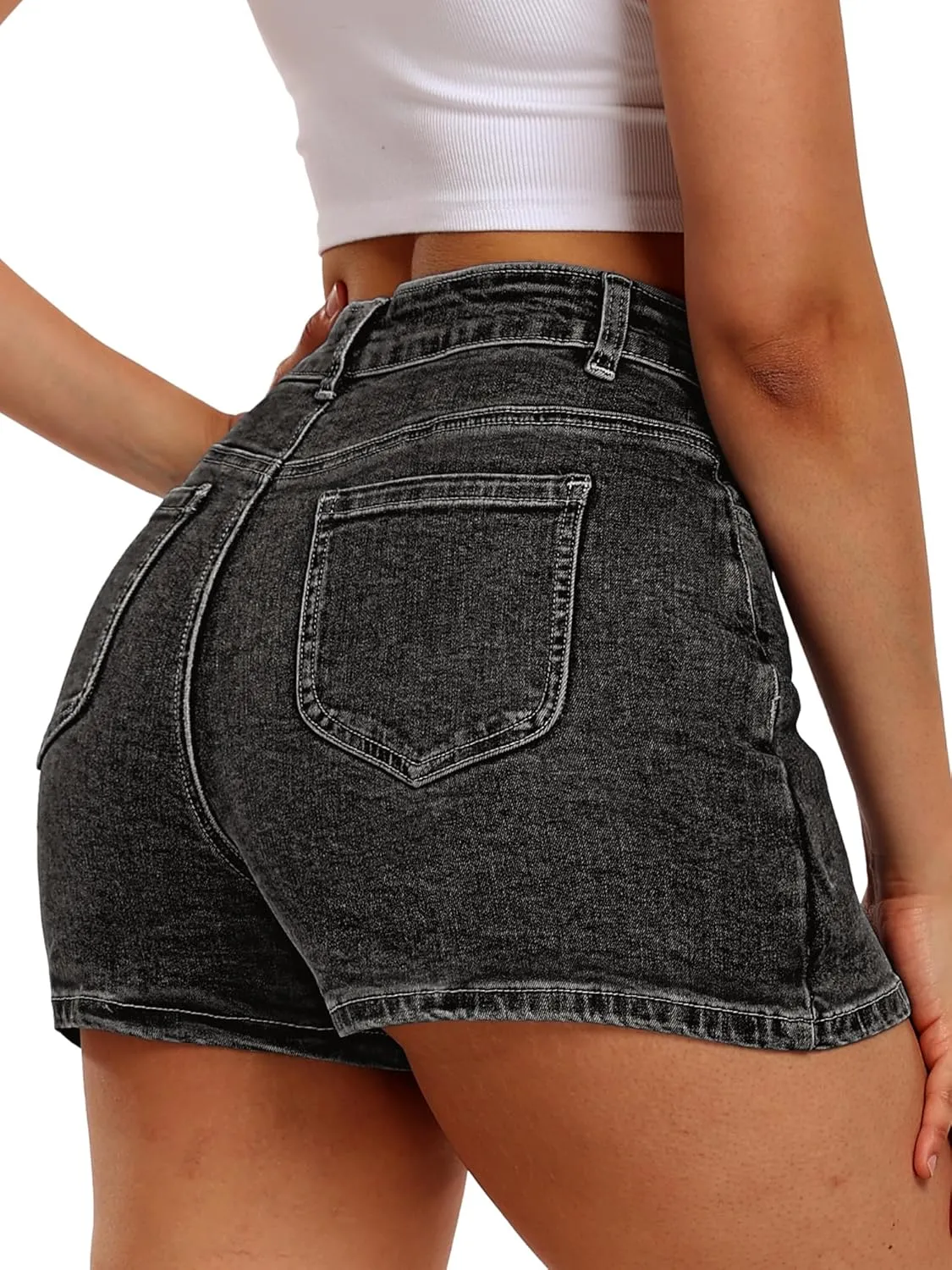 ELLEVEN High Stretchy Mini Skort Skirt for Women,Low Waist Denim Skort Shorts with Pockets