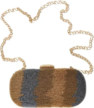 Gold and Silver Hand Embroidered Silk Clutch - Hand Embroidered Silk Handbag Clutch Purse - Evening Handbag