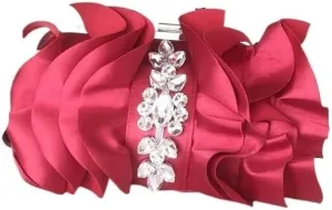 HUFFA Fashion Diamond Luxury Handbag for Women Elegant Silk Evening Clutch Bag Rhinestone Chain Shoulder Bag Acrossbody (Color : Red, Size : One Size)