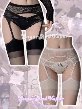 Black Sheer Stocking Tights with Sexy Garter Detail by Kasia