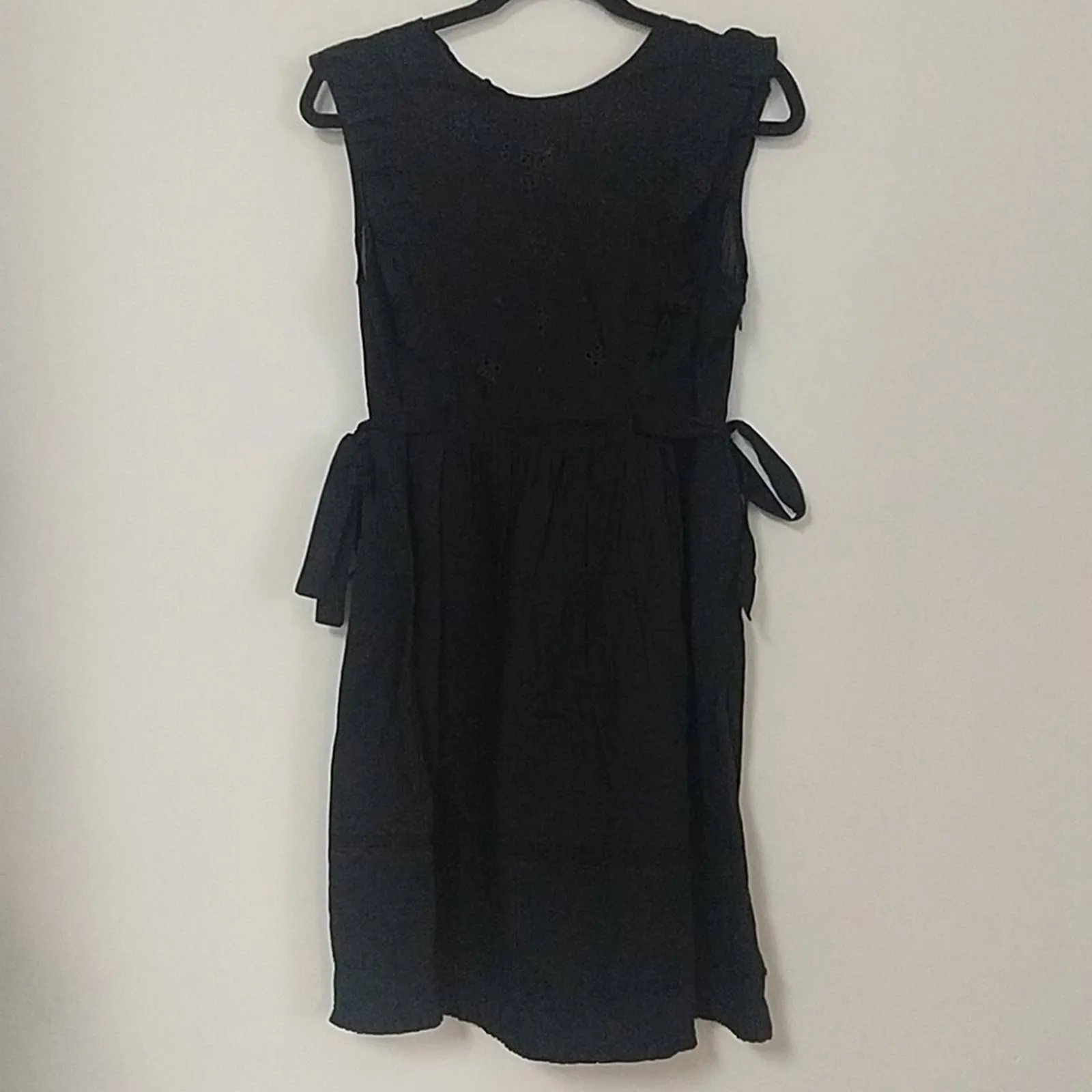 Lenon Ruffle Cotton Eyelet Fit & Flare Dress Black