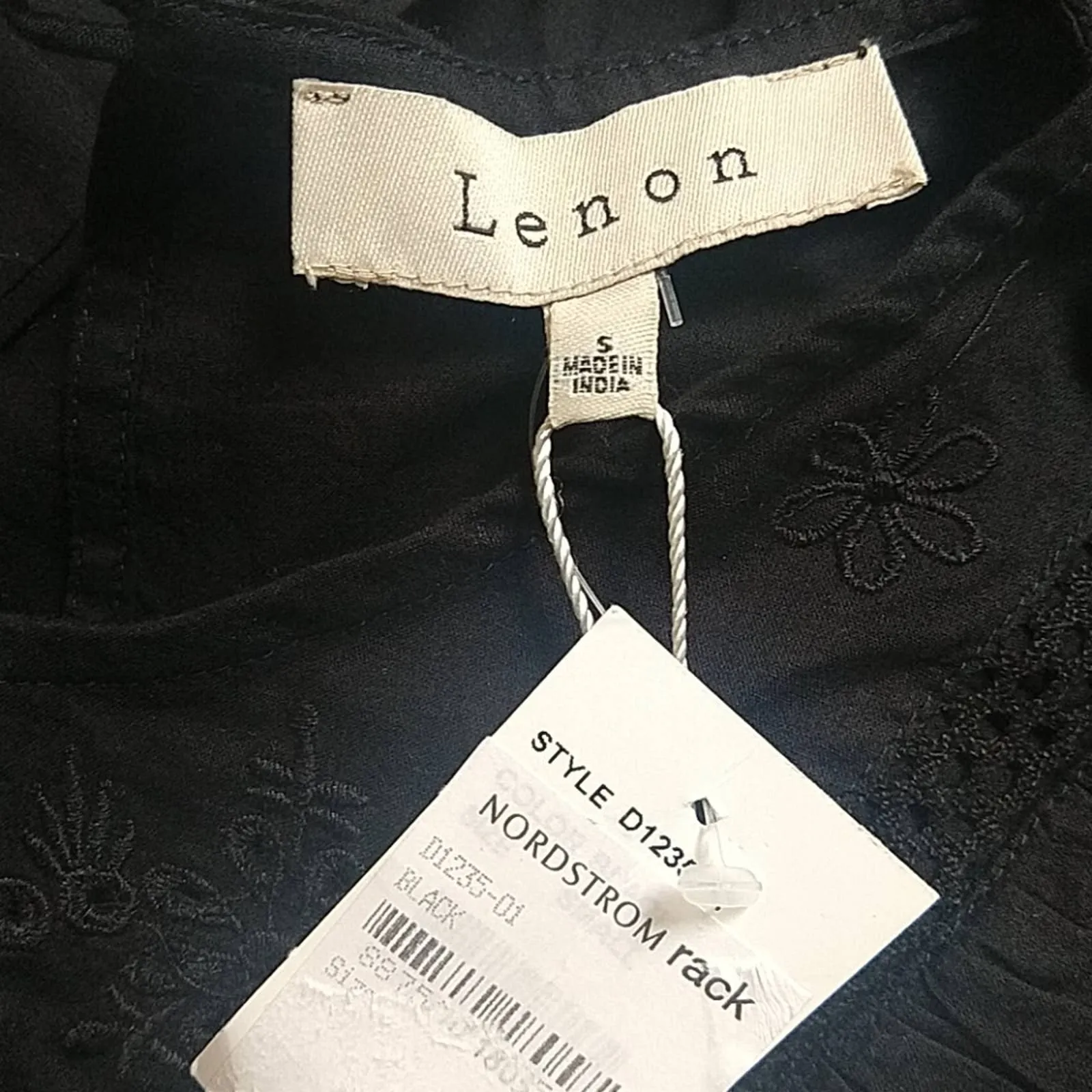 Lenon Ruffle Cotton Eyelet Fit & Flare Dress Black