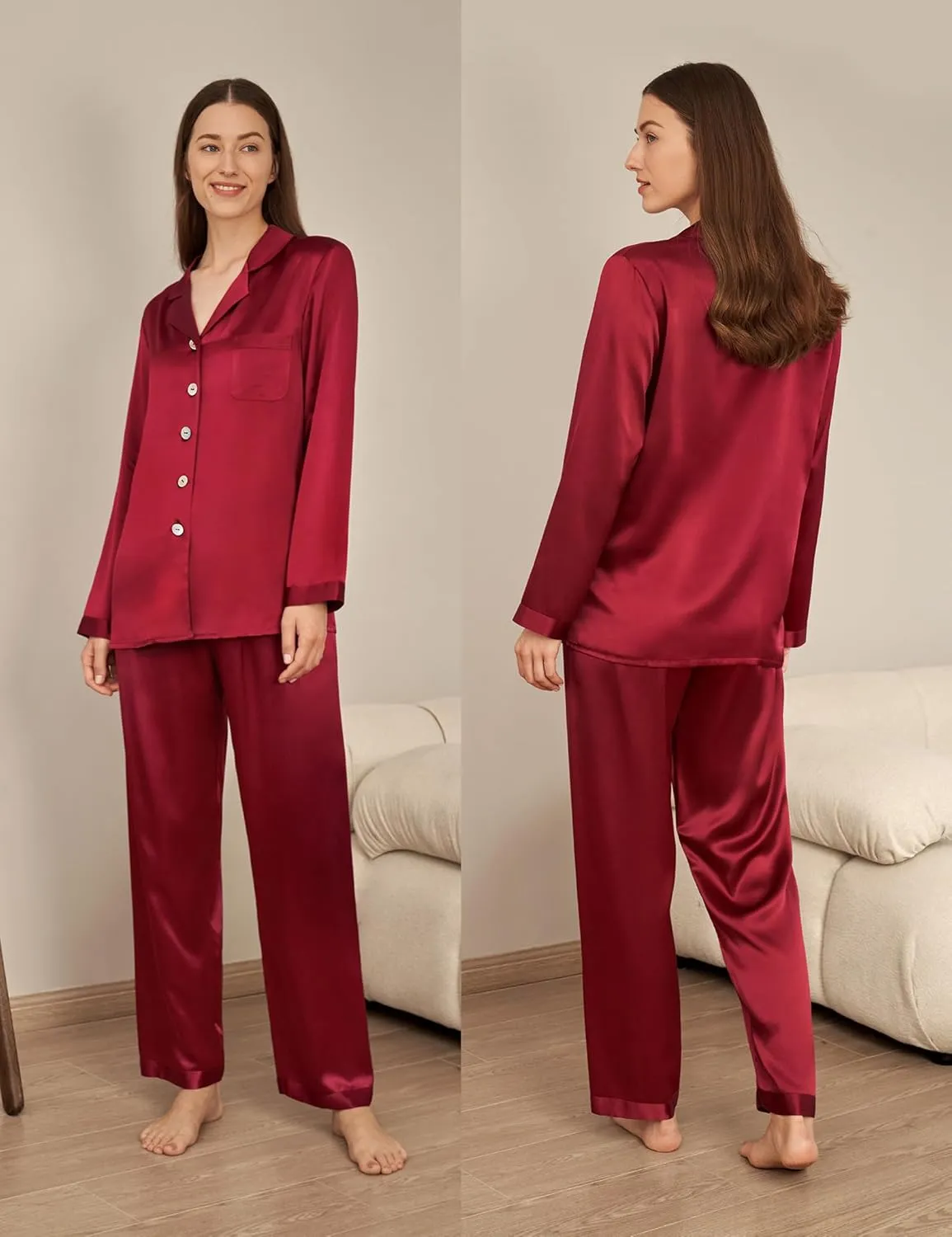 LilySilk Silk Pajamas for Women Pure Full Length Long 22 Momme 100% Mulberry Silk Luxury