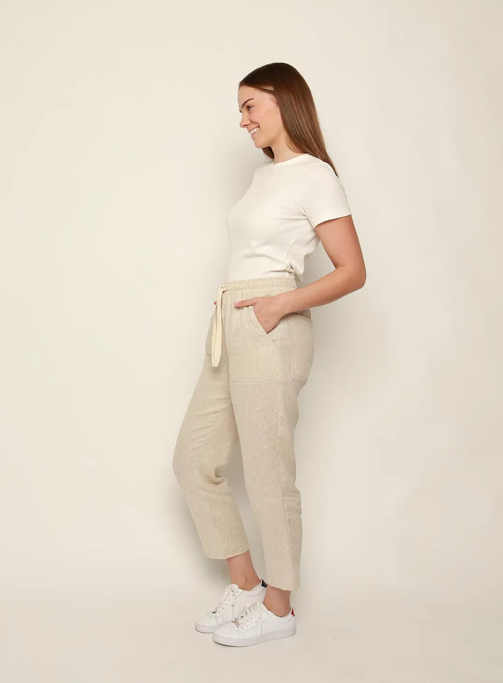 Maya Linen Pant-OATMEAL