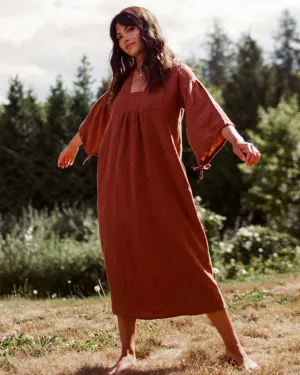 Paysanne Heritage Dress in Cinnamon Linen