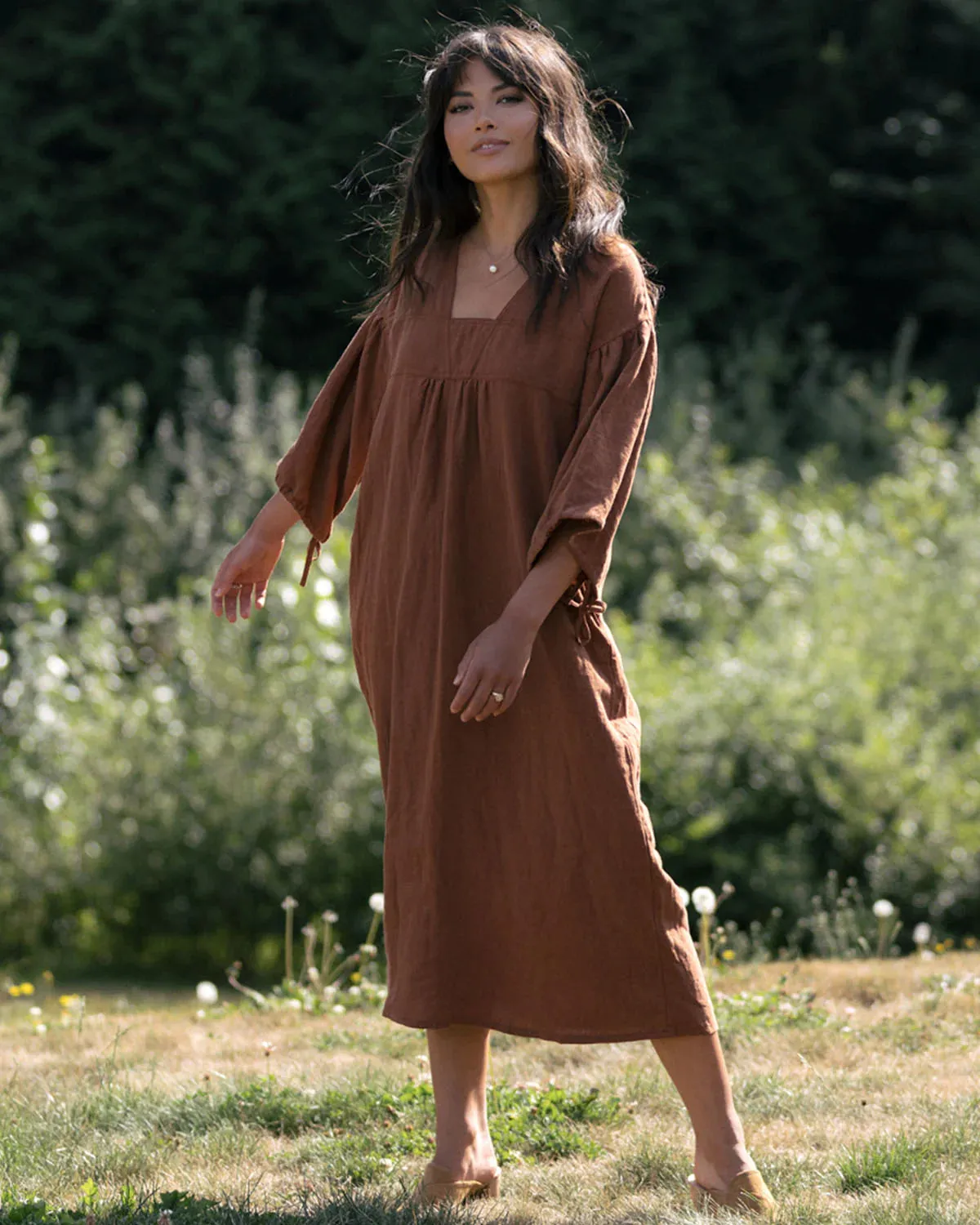 Paysanne Heritage Dress in Cinnamon Linen