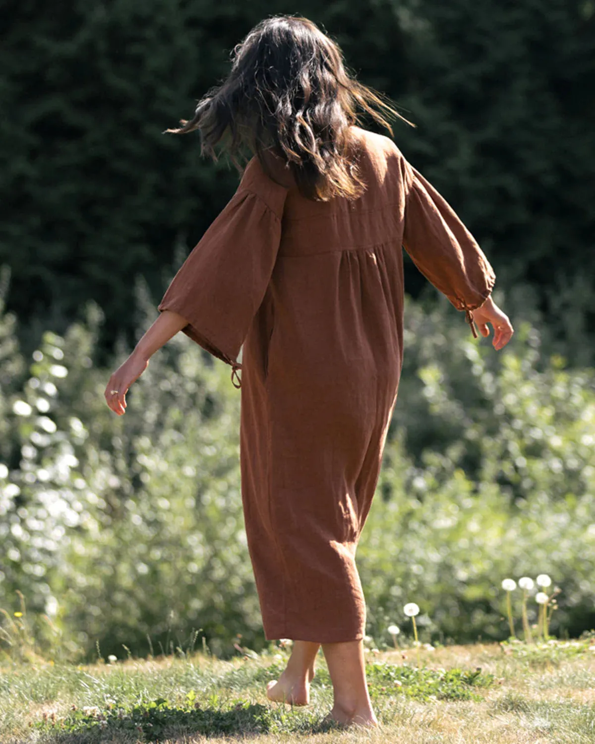 Paysanne Heritage Dress in Cinnamon Linen