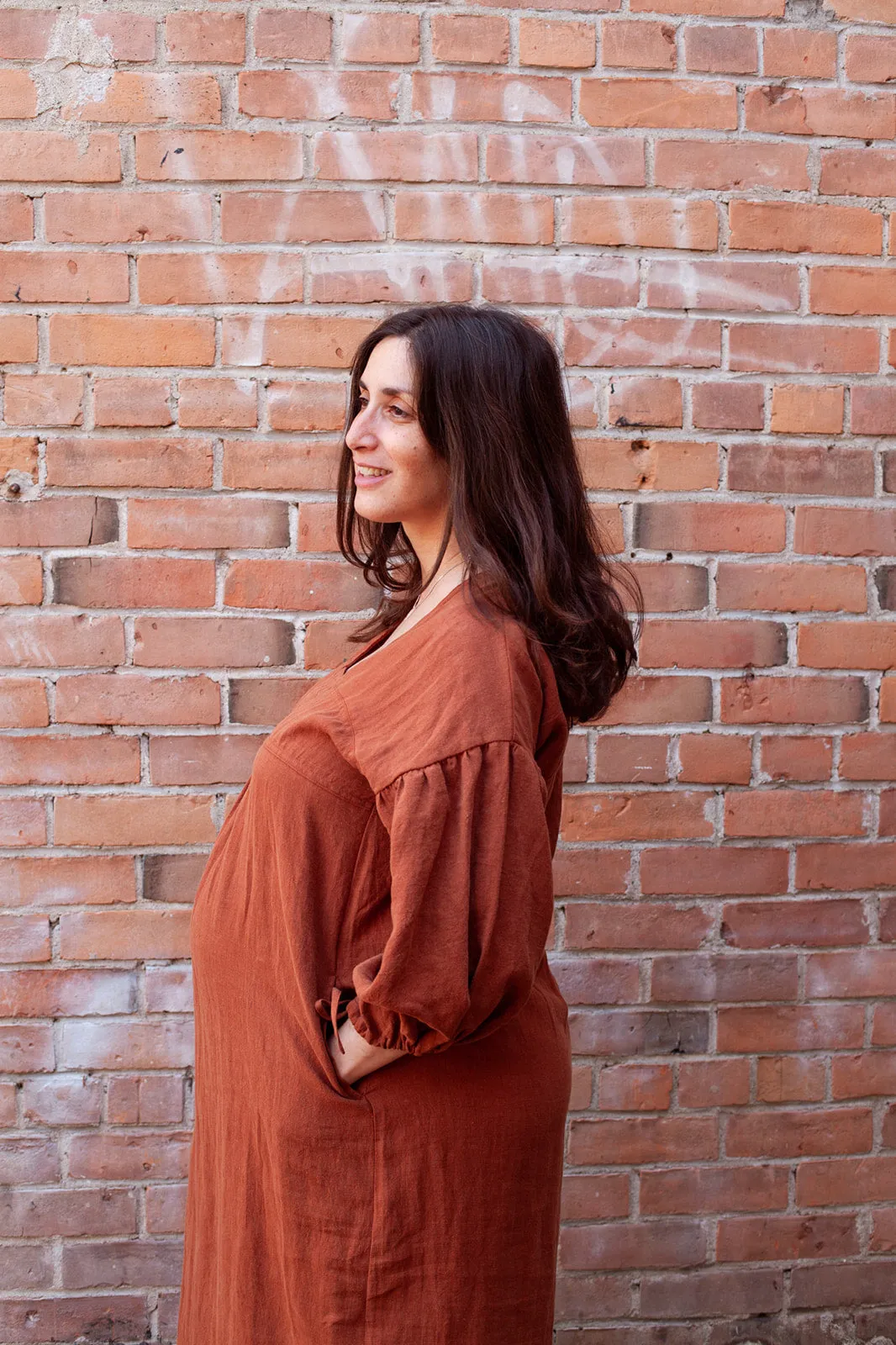 Paysanne Heritage Dress in Cinnamon Linen