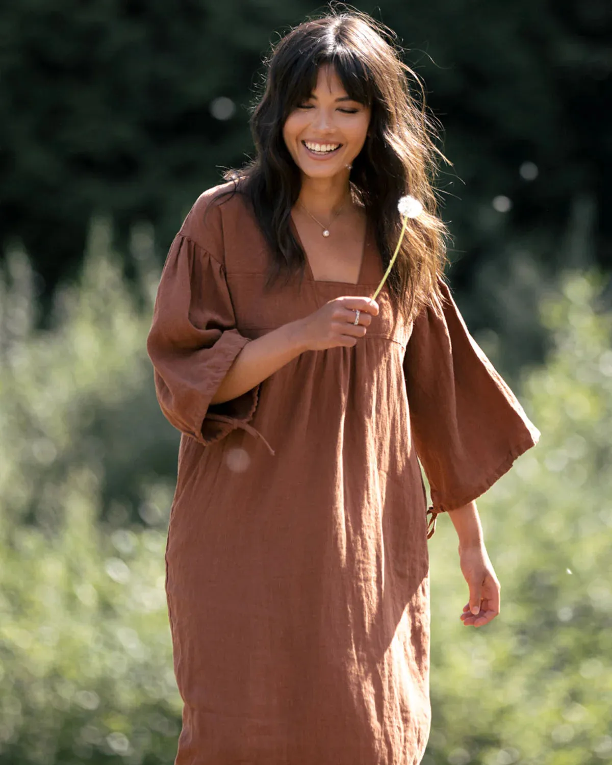 Paysanne Heritage Dress in Cinnamon Linen