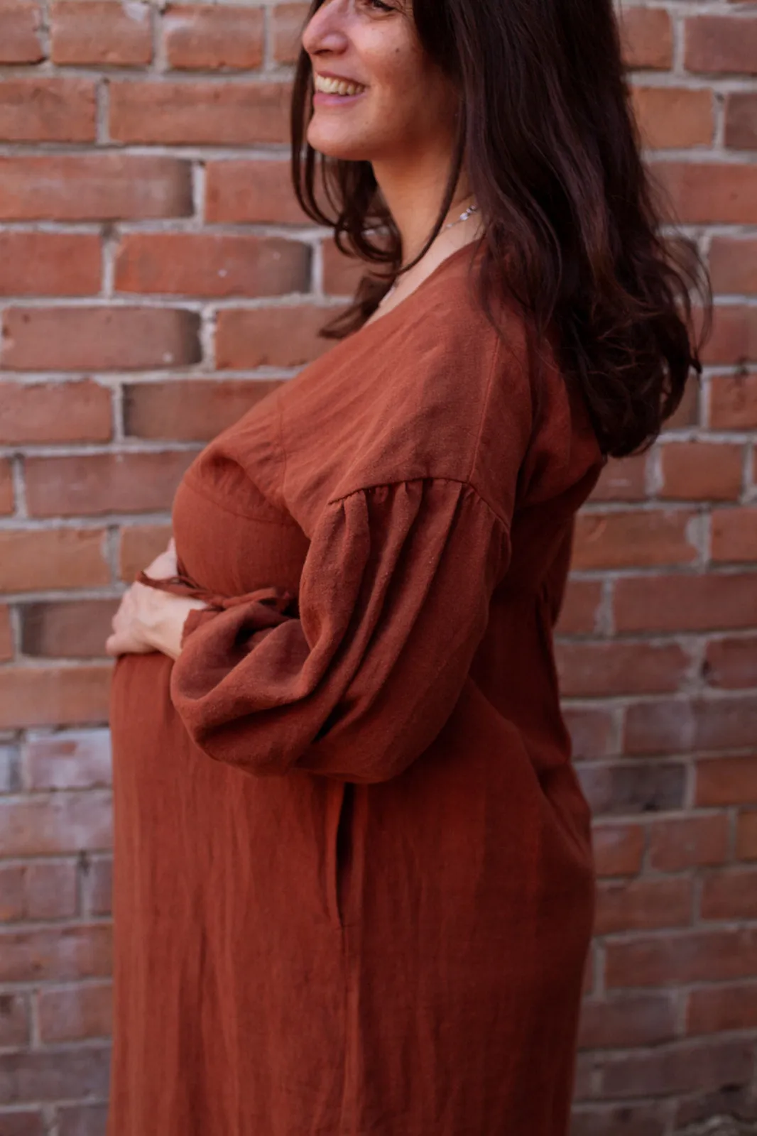 Paysanne Heritage Dress in Cinnamon Linen