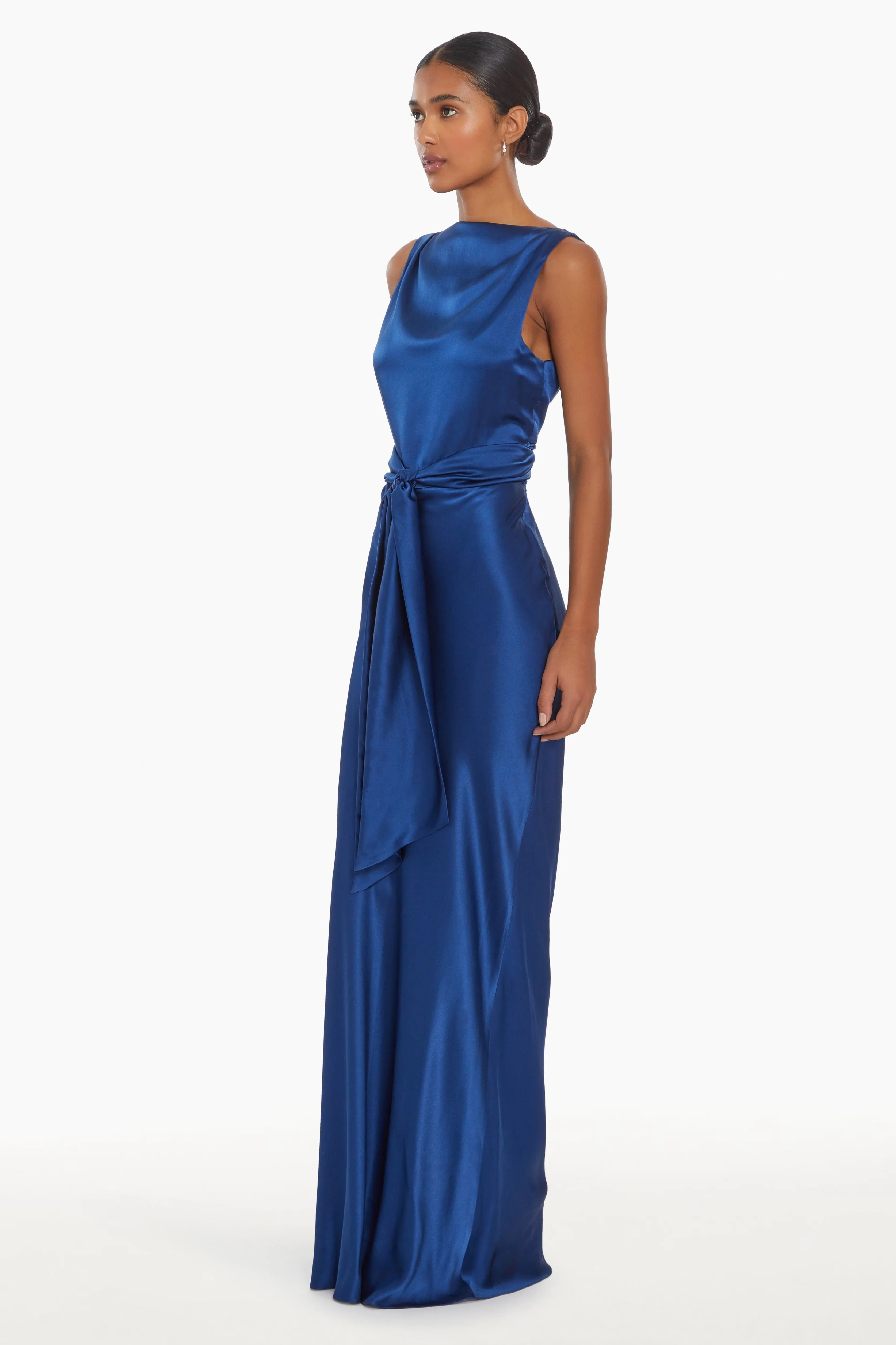 Elegant Rosemary Silk Maxi Dress - Flowing Sleeveless Gown for Effortless Glamour