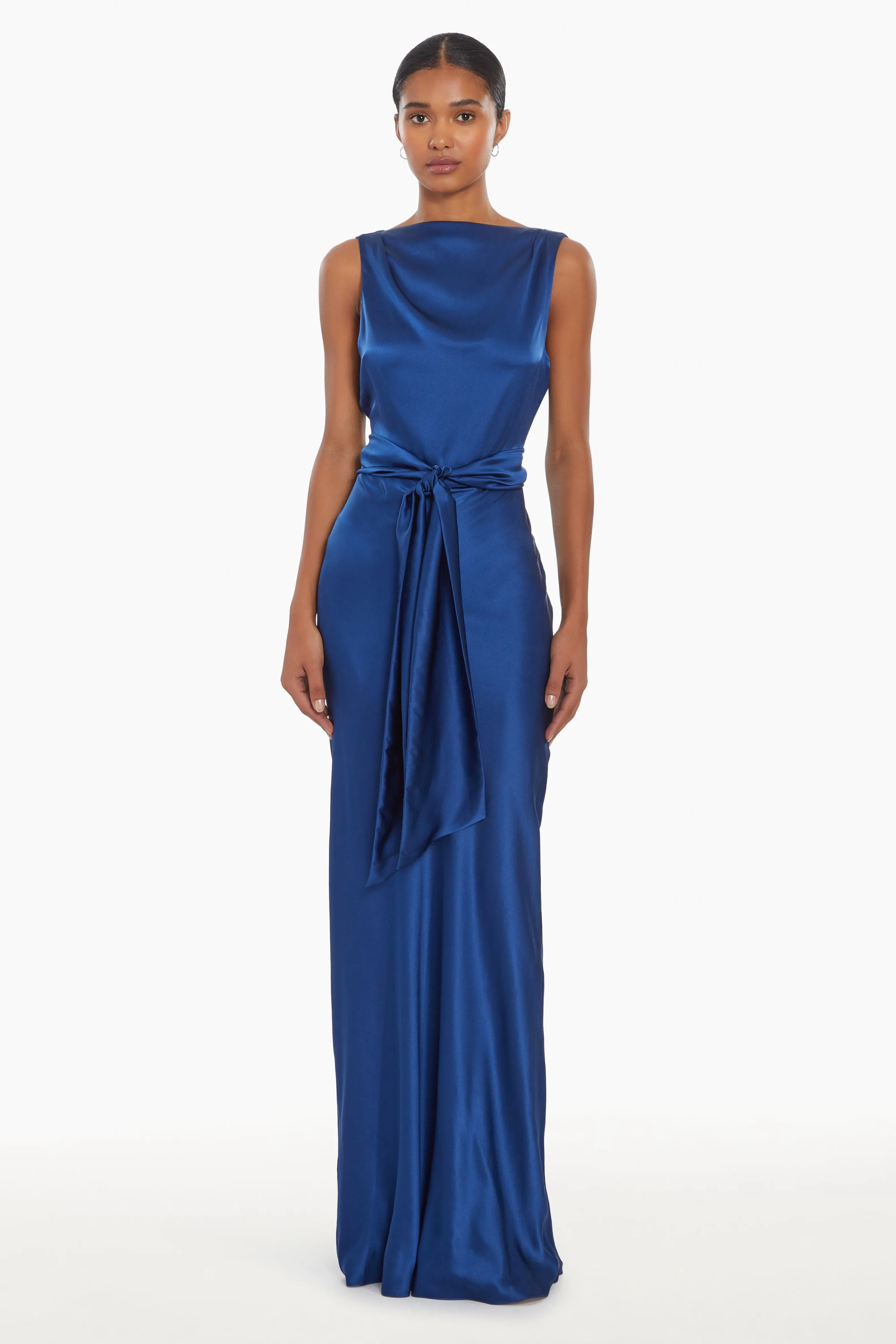 Elegant Rosemary Silk Maxi Dress - Flowing Sleeveless Gown for Effortless Glamour