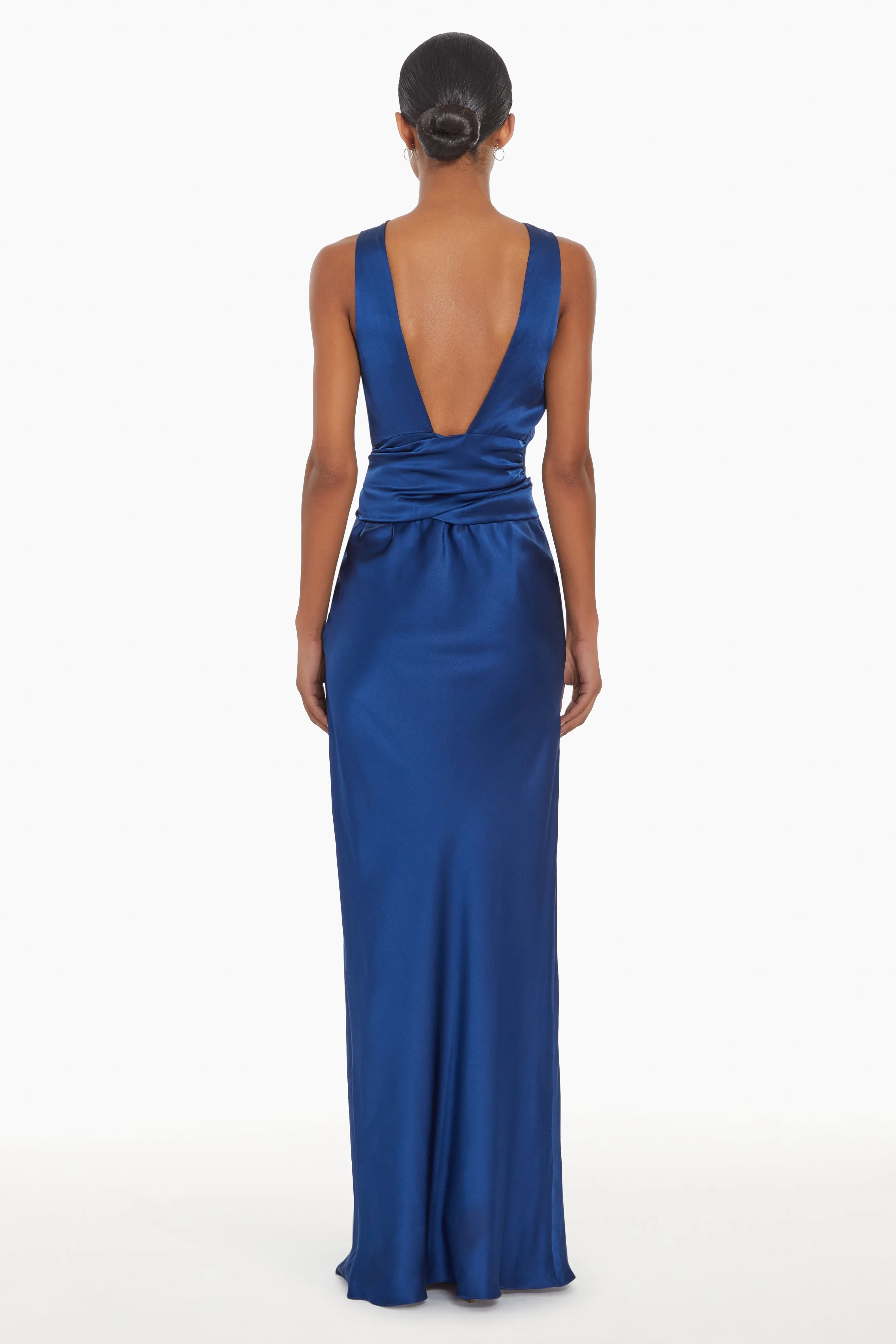 Elegant Rosemary Silk Maxi Dress - Flowing Sleeveless Gown for Effortless Glamour