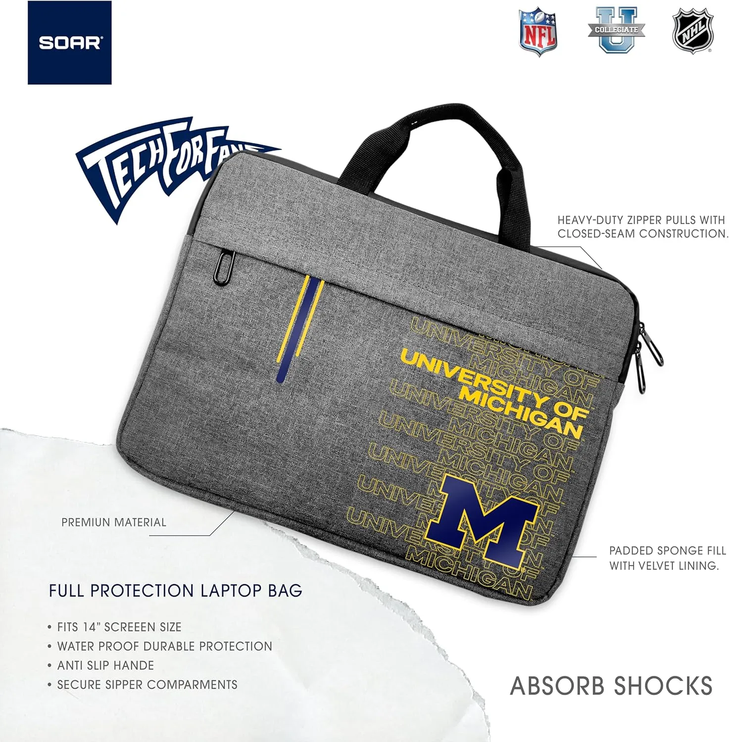 SOAR NCAA Unisex 13 Inch Laptop Sleeve