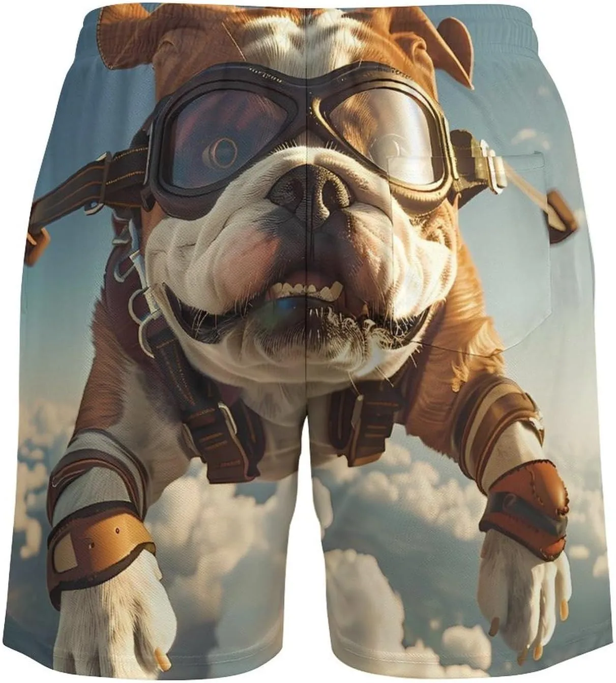 Sporty Bulldog Animal Mens Swim Trunks Quick Dry Board Shorts with Compression Liner