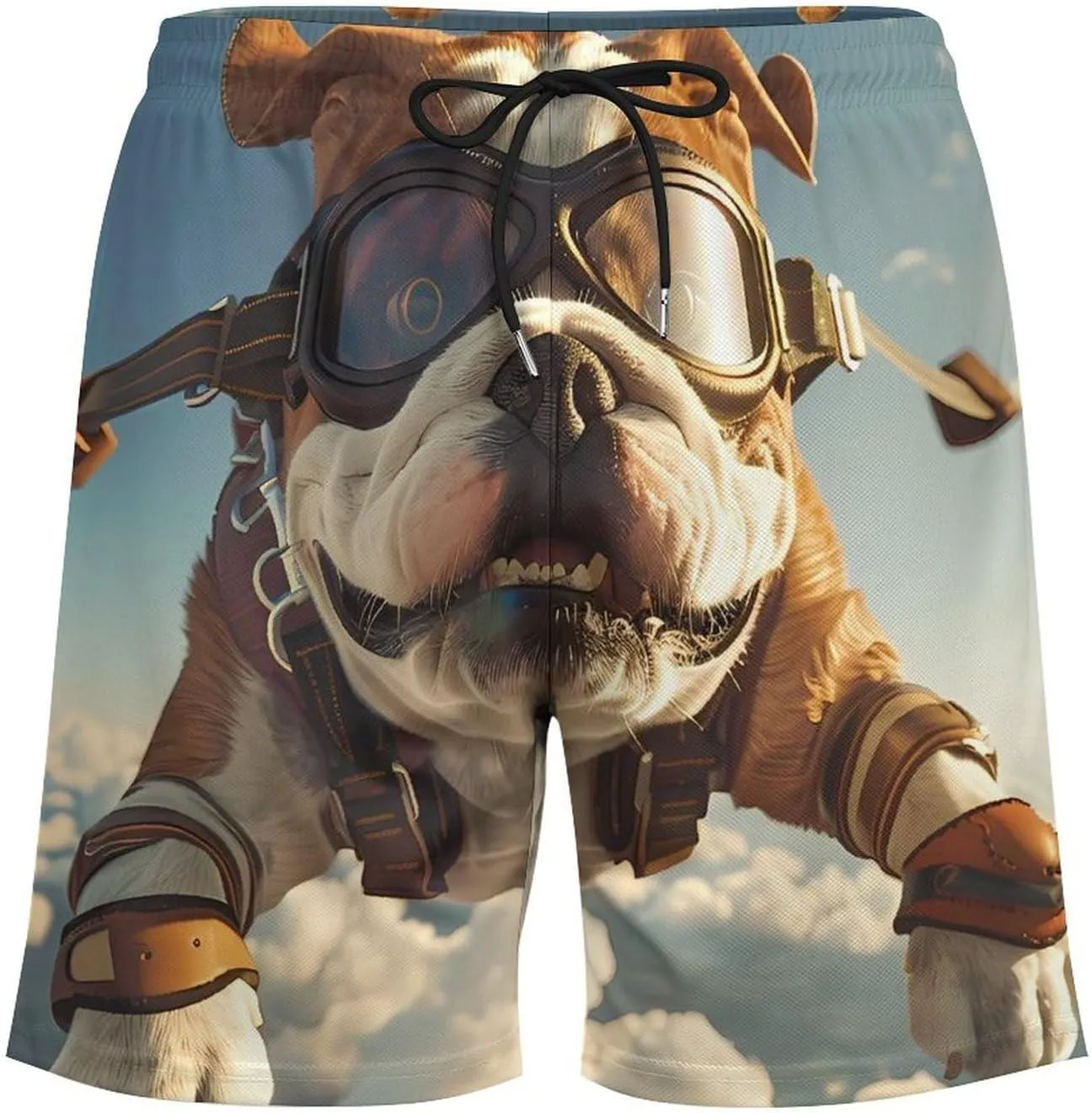 Sporty Bulldog Animal Mens Swim Trunks Quick Dry Board Shorts with Compression Liner