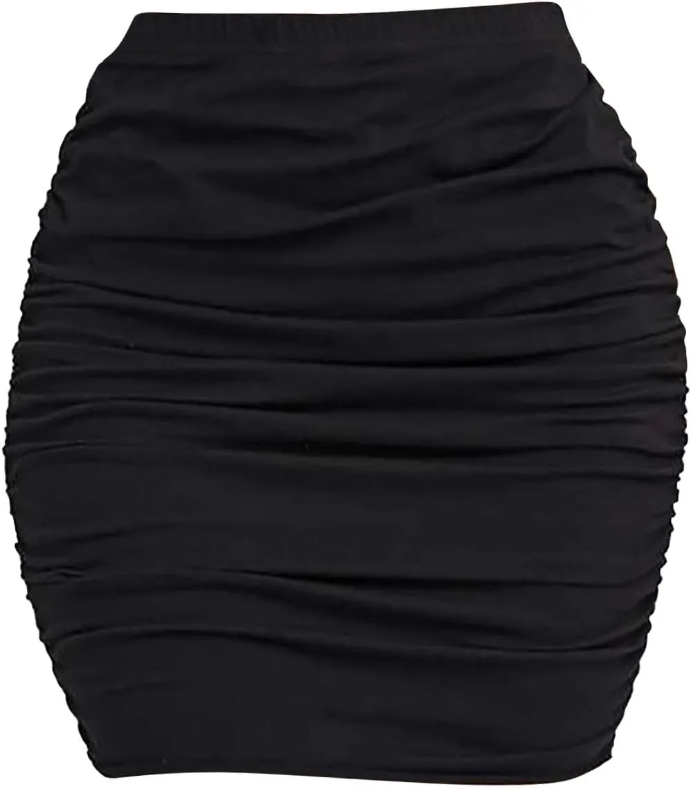 Stylish Women's Stylish Slim Fit Mini Skirt with Pockets Zipper PU Leather Casual High Waist Rave Club Outfit Crib Skirt