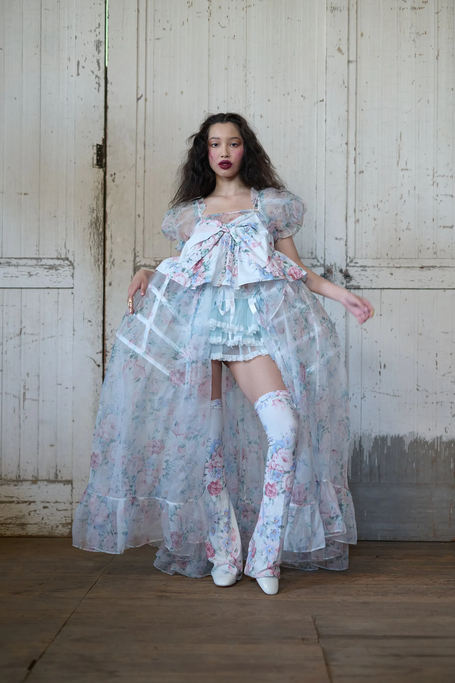 Elegant Cotswolds Sheer Delight Ruffle Gown with Flattering Design