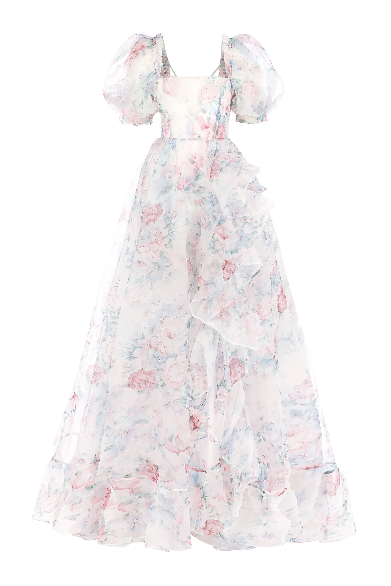 Elegant Cotswolds Sheer Delight Ruffle Gown with Flattering Design