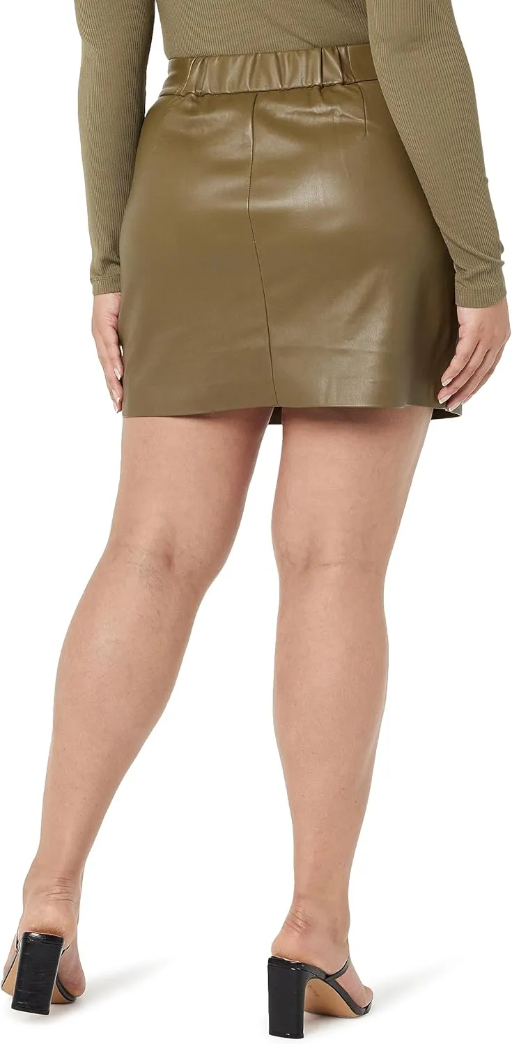 The Drop Women's Aiden Vegan Leather A-line Mini Skirt