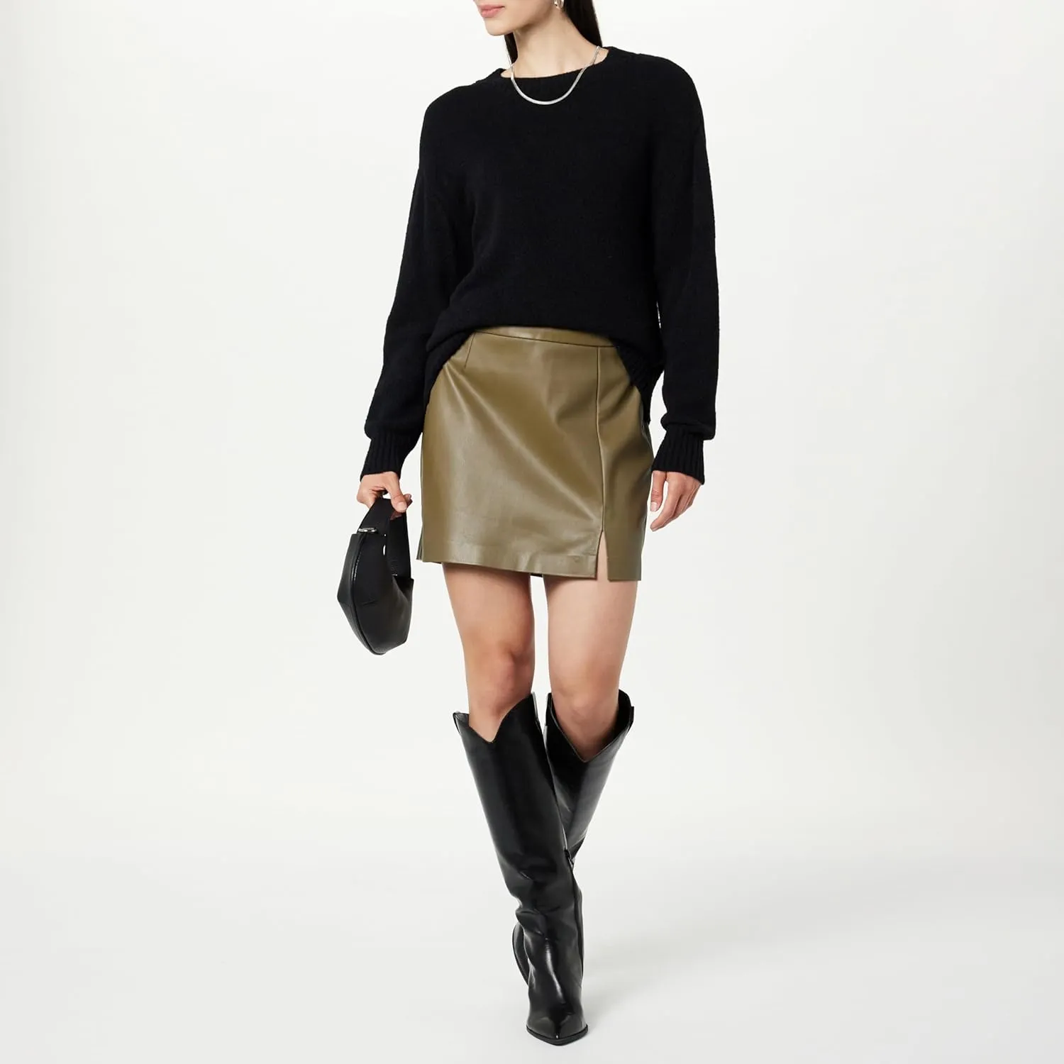 The Drop Women's Aiden Vegan Leather A-line Mini Skirt