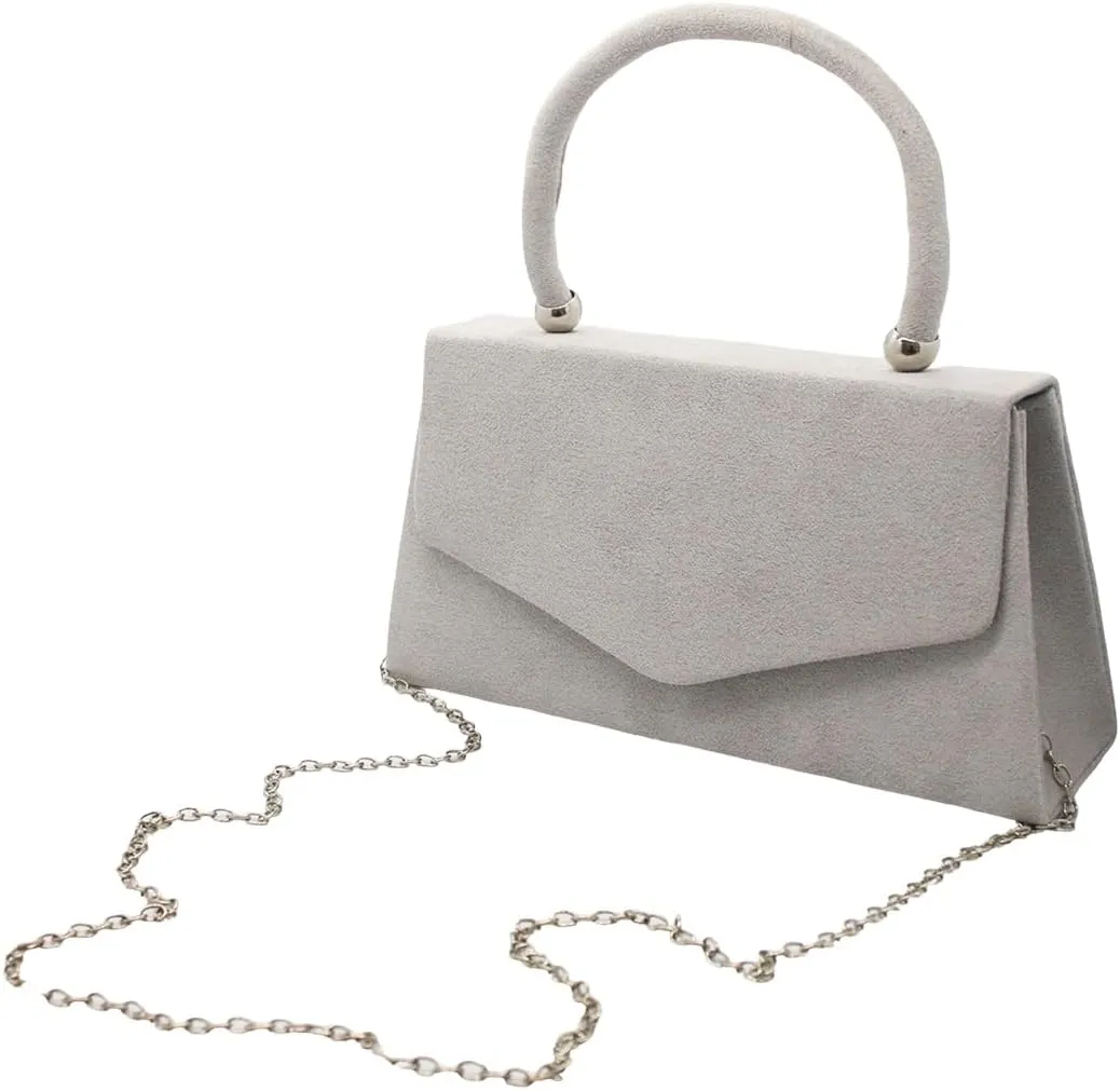 Women Suede Evening Bag Wedding Purse Cocktail Prom Handbag Formal Party Shoulder Bag