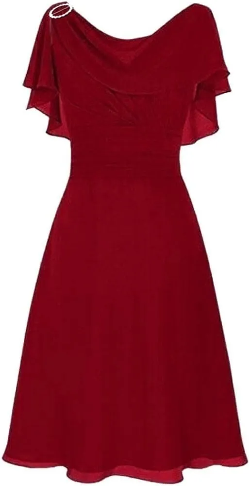 Womens Mesh Cape Wedding Guest Dress Sleeveless Elegant Ruched Cocktail Dress Flowy A-Line Swing Dresses Plus Size